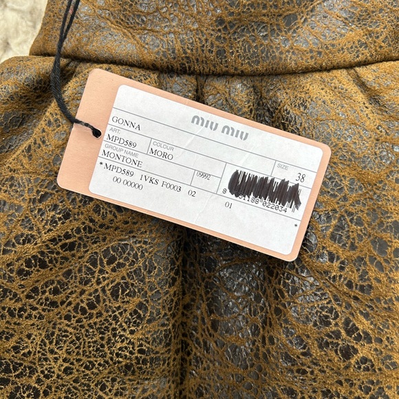 Miu Miu Brown Textured Leather & Sheep Skin Circle Skirt - Picture 6 of 15